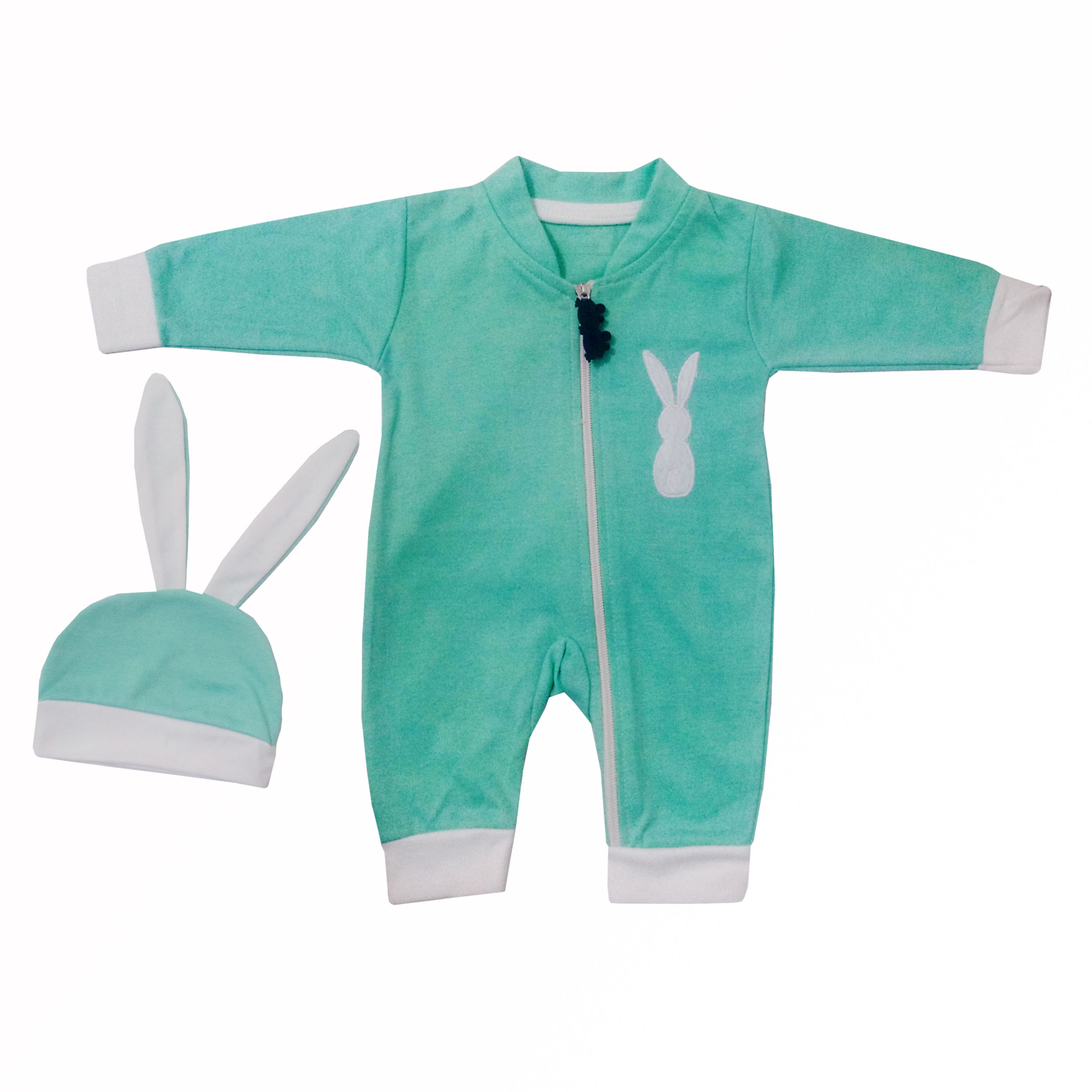 ست سرهمی و کلاه نوزادی مدل خرگوش کد 0002