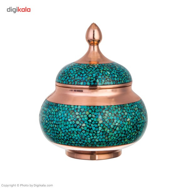 قندان فیروزه کوب اثر آقاجانی ارتفاع 17 سانتی متر