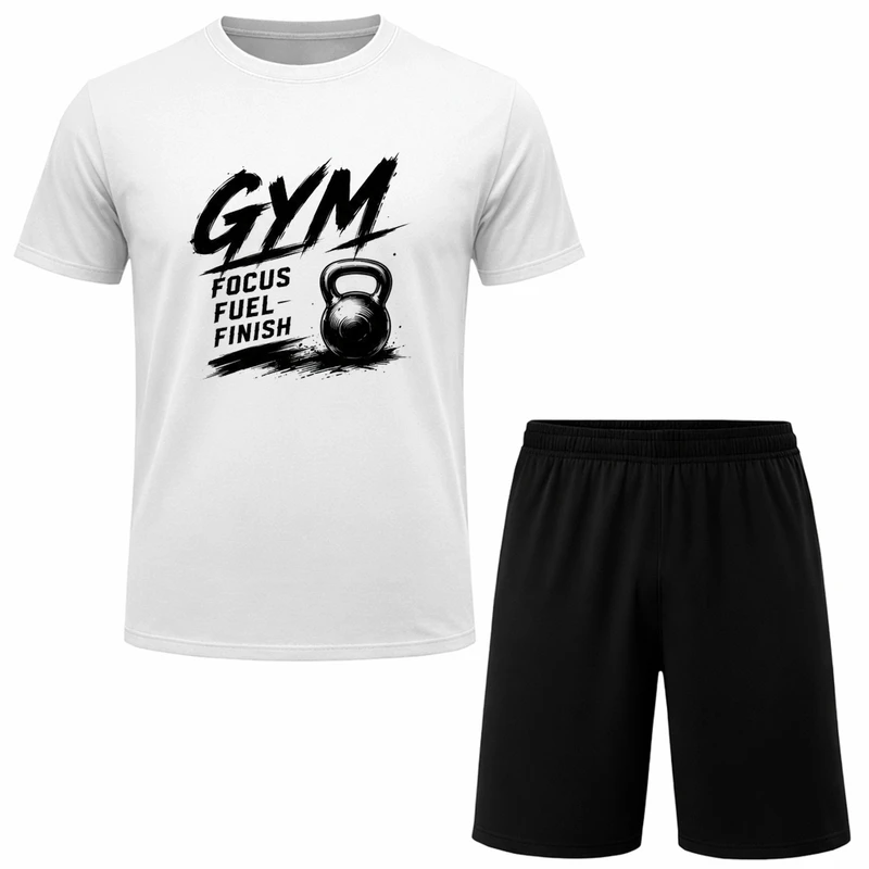 ست تی‌شرت آستین کوتاه و شلوارک راحتی مردانه مدل GYM A169