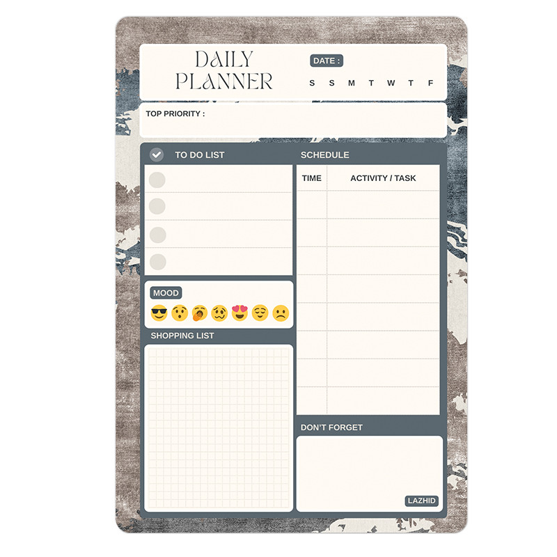 تخته وایت برد آهنربایی لاژید طرح پلنر روزانه مدل آهنربایی سایز 20X30 سانتیمتر