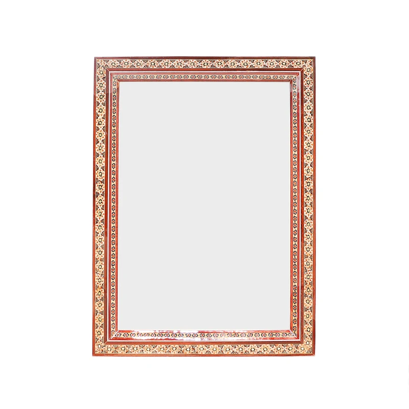 قاب عکس خاتم کاری چوبی صنایع دستی فاخر مدل سنتی طرح ‌تک گل کد 35p26in3021