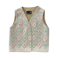 جلیقه زنانه ندامد مدل بهار نارنج لینن سوزندوزی