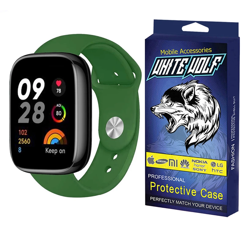 عکس شماره 2 : بند وایت ولف مدل wf-silicone-m مناسب برای ساعت هوشمند شیائومی redmi watch 3 active-watch 3 lite
