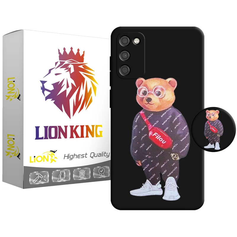 کاور لاین کینگ مدل  FILOU BEAR مناسب برای گوشی موبایل سامسونگ Galaxy A03s به همراه پایه نگهدارنده