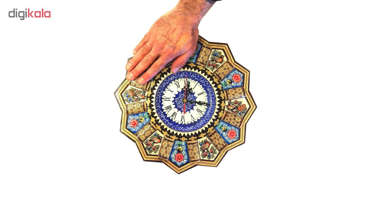 ساعت خورشیدی خاتم لوح هنر طرح گل و پرنده کد 1092