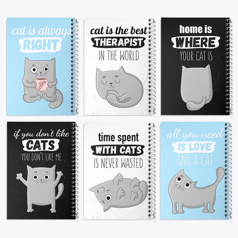 دفتر نقاشی 50 برگ خندالو طرح گربه کیوت کد 58 مجموعه 6 عددی