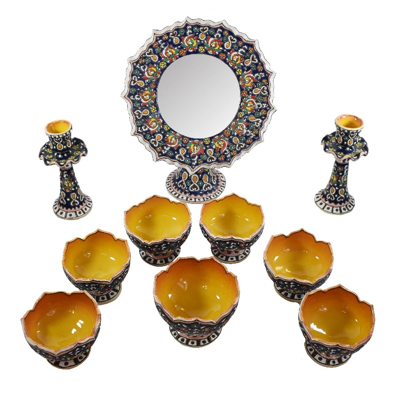 مجموعه ظروف هفت سین 10 پارچه طرح میناکاری کد 1454175