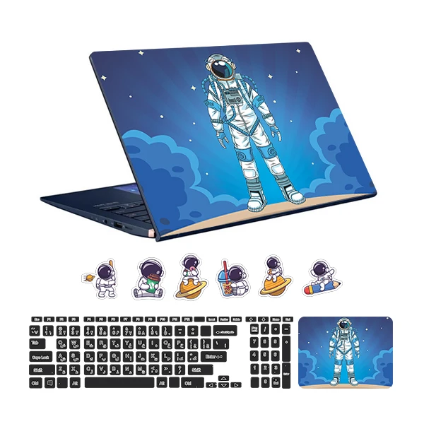  استیکر لپ تاپ توییجین و موییجین طرح Astronaut کد 15 مناسب برای لپ تاپ 15.6 اینچ به همراه برچسب حروف فارسی کیبورد 