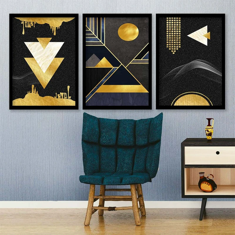 تابلو صبا طرح مدل دکوراتیو انتزاعی کد 183 مجموعه 3 عددی