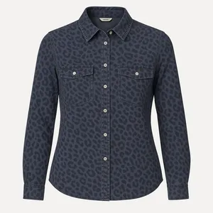 شومیز آستین بلند زنانه مدل پلنگی کد 0044