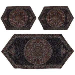 رومیزی ترمه ابریشم طرح پارادایس مدل 17-02 مجموعه سه عددی