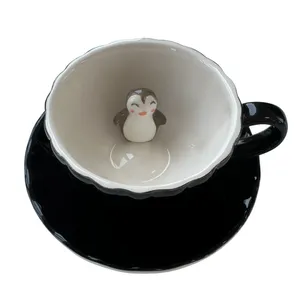 ست فنجان و نعلبکی سرامیکی مدل دالبری طرح پنگوئن