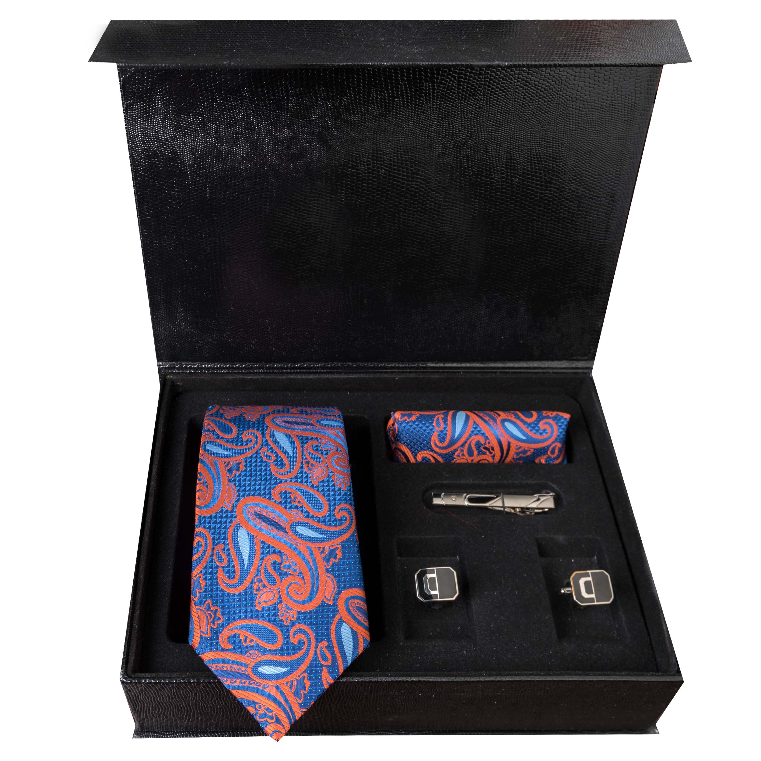 ست کراوات و دستمال جیب و دکمه سردست مردانه مدل GF-PA306-O