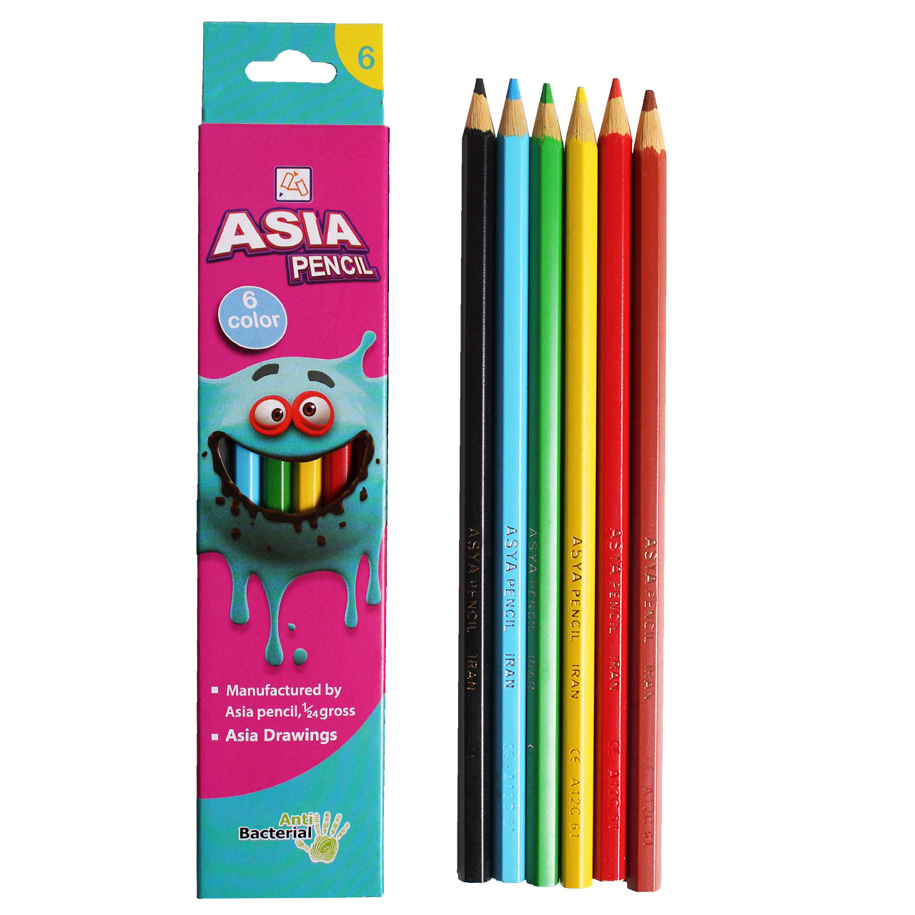 نکته خرید - قیمت روز مداد رنگی 6 رنگ آسیا مدل ISMR-00014 خرید