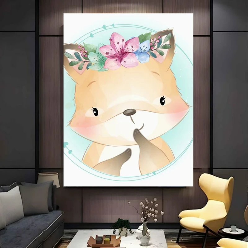 تابلو بوم طرح مخمل روباه مدل کودکانه کد BK24977