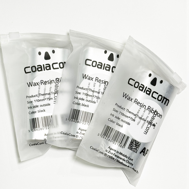 ریبون پرینتر لیبل زن کوالاکام مدل سوپر رزین WAX/RESIN 110mm x 75m بسته سه عددی