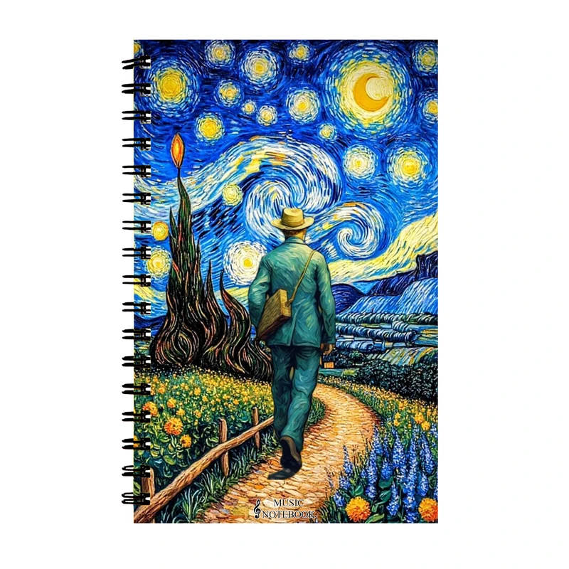 دفتر نت موسیقی 40 برگ مدل شب پرستاره و ونگوک کد 55