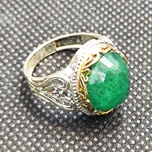 انگشتر نقره مردانه مدل زمرد کد 22