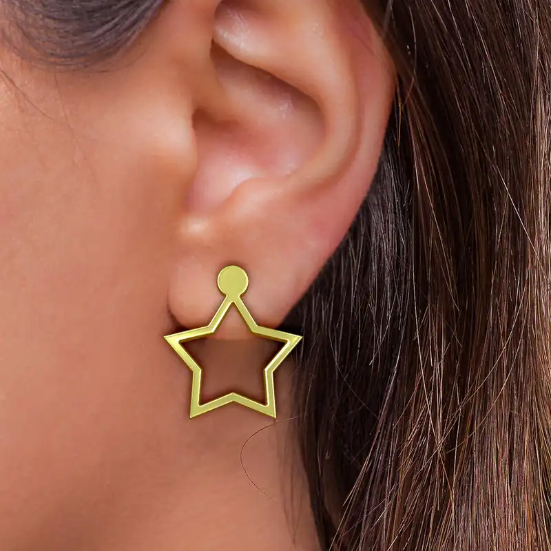 گوشواره طلا 18 عیار زنانه مدوپد مدل ستاره کد GA1-15355