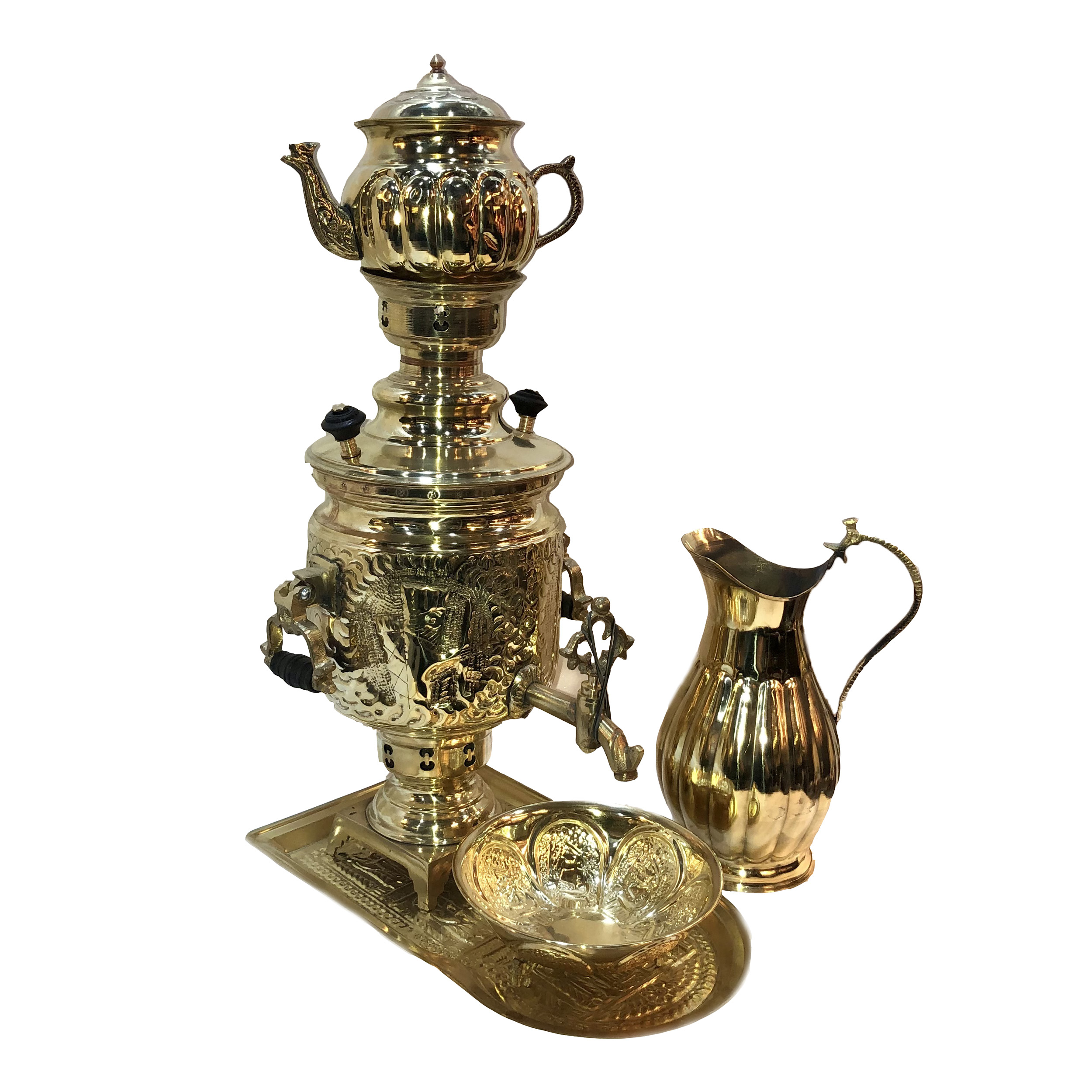 سماور زغالی 5 پارچه کد so03 گنجایش 3 لیتر