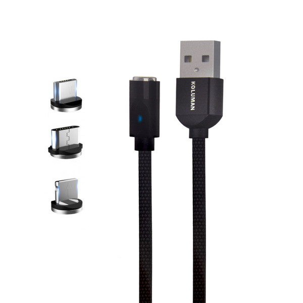 کابل تبدیل USB به لایتنینگ / MicroUSB / USB-C کلومن مدل K - M60 طول 1 متر