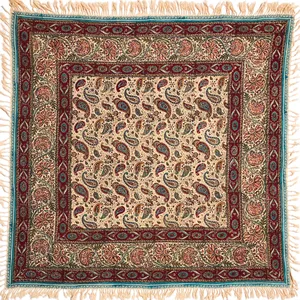 رومیزی قلمکار ممتاز اصفهان اثر عطريان طرح بته جقه G120 سایز ۱۰۰*۱۰۰ سانتی متر
