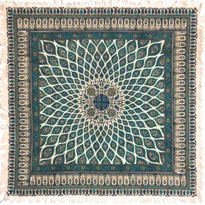 رومیزی قلمکار ممتاز اصفهان اثر عطريان طرح مسجد شیخ لطف اله مدل G121سایز120*120 سانتی متر