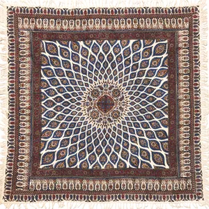 رومیزی قلمکار ممتاز اصفهان اثر عطريان طرح شیخ لطف اله مدل G123 سایز120*120 سانتی متر