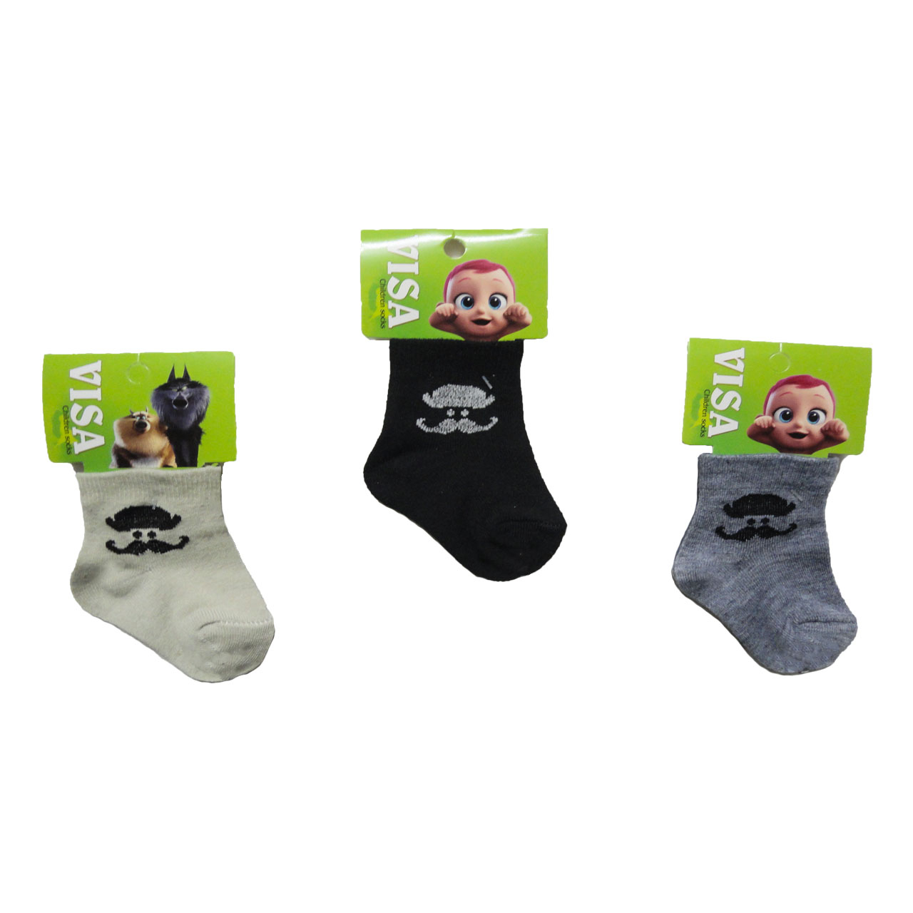 جوراب نوزادی ویزا طرح moustache set2 مجموعه 3 عددی