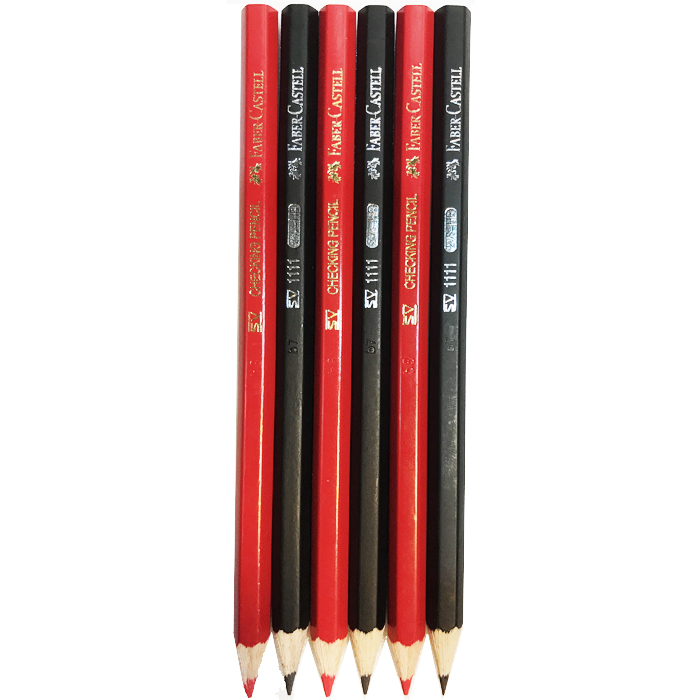 ست مداد مشکی و قرمز فابر کاستل مدل1111 بسته ۶ عددی