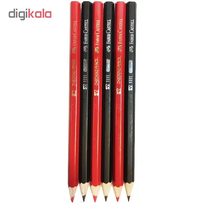 ست مداد مشکی و قرمز فابر کاستل مدل1111 بسته ۶ عددی