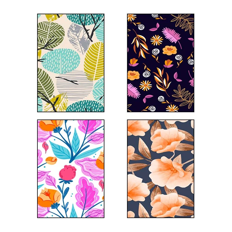 تابلو شاسي کارنيکا طرح پترن گل‌دار Floral Pattern کد 97597 مجموعه 4 عددی