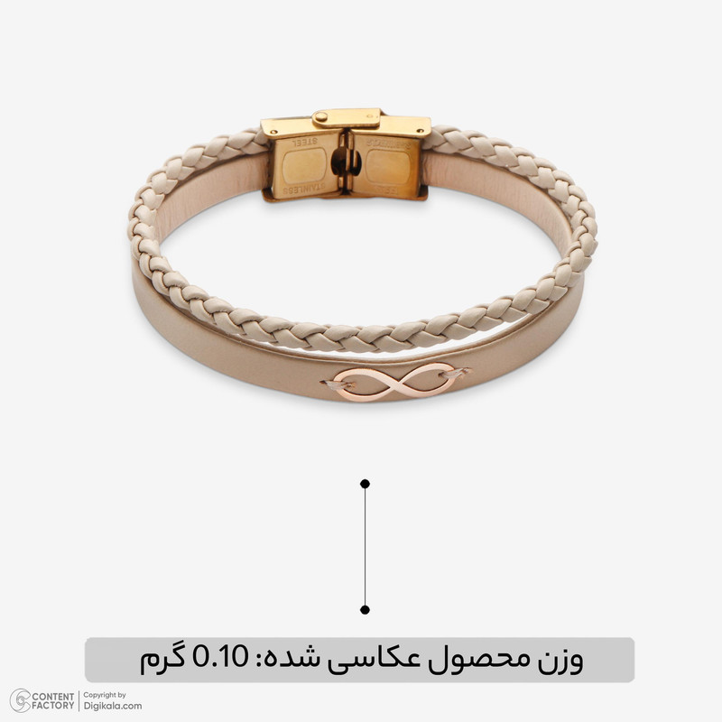 دستبند طلا 18 عیار زنانه با بند چرمی وی گالری مدل LBB6305
