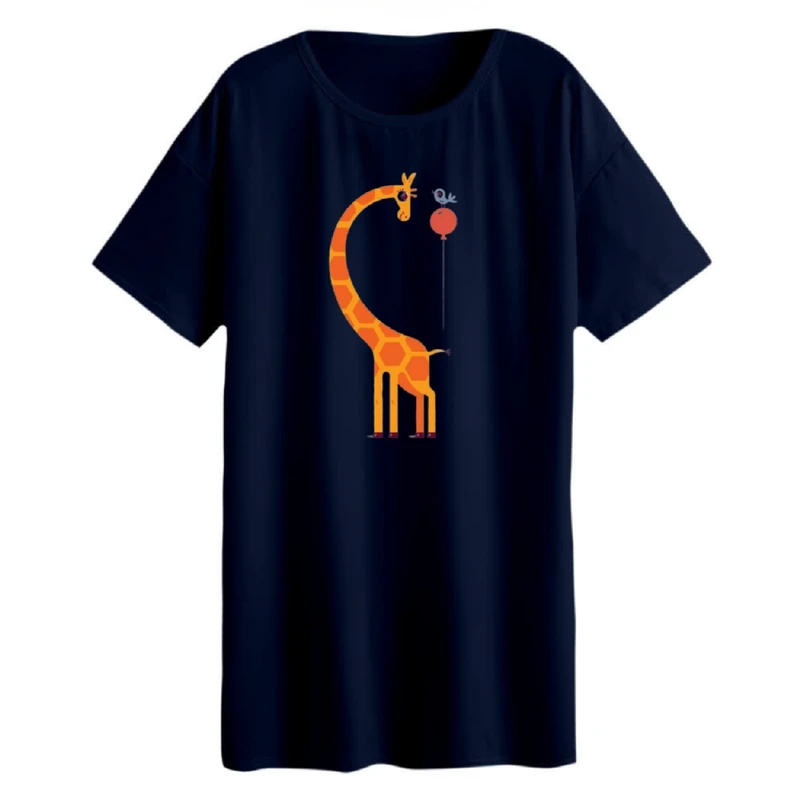 تی شرت لانگ زنانه مدل  زرافه و بادکنک