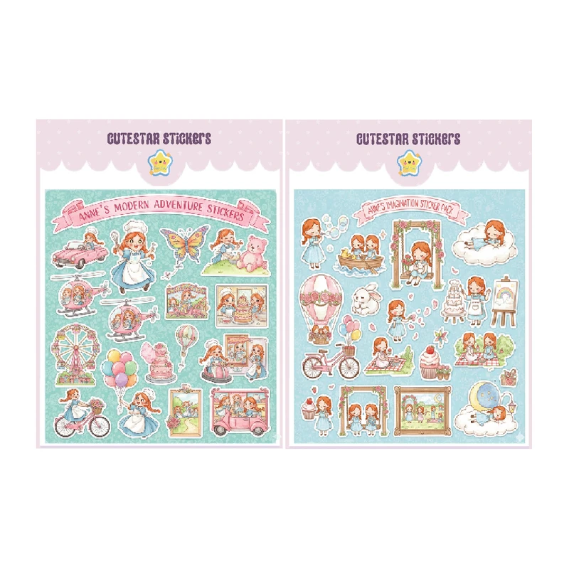 برچسب کیوت استار مدل اسکرپ بوک طرح آنشرلی مجموعه دو عددی