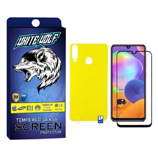 محافظ صفحه نمایش وایت ولف مدل FUL مناسب برای گوشی موبایل سامسونگ Galaxy A20s به همراه محافظ پشت گوشی