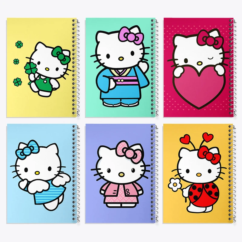 دفتر مشق 50 برگ خندالو طرح هلو کیتی (Hello Kitty) کد 283 مجموعه 6 عددی