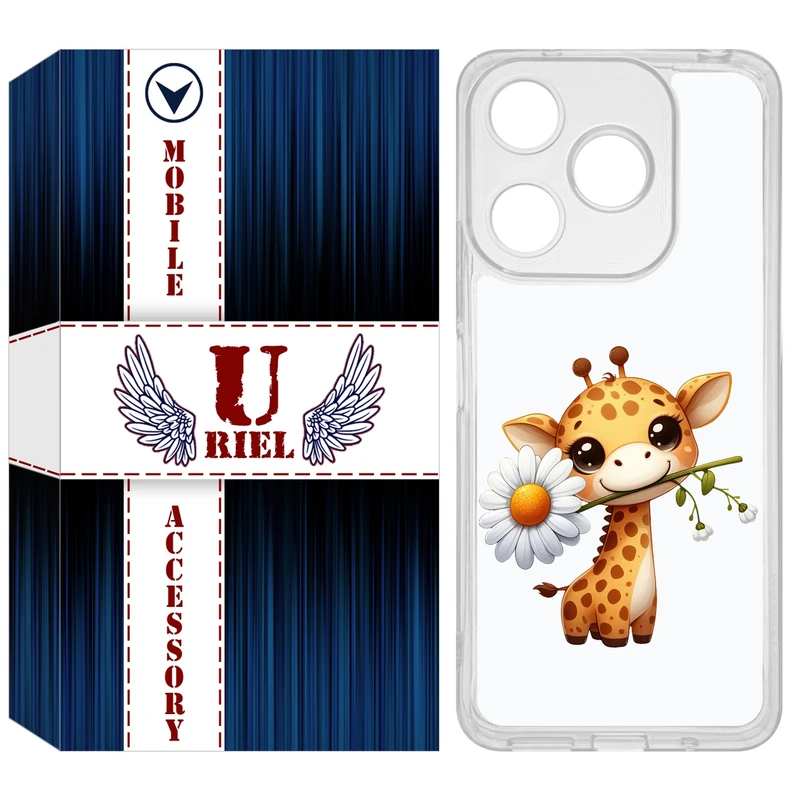 کاور یوریل مدل Clear کد 38 طرح زرافه مناسب برای گوشی موبایل شیائومی Redmi 13X / 13 / Poco M6 4G