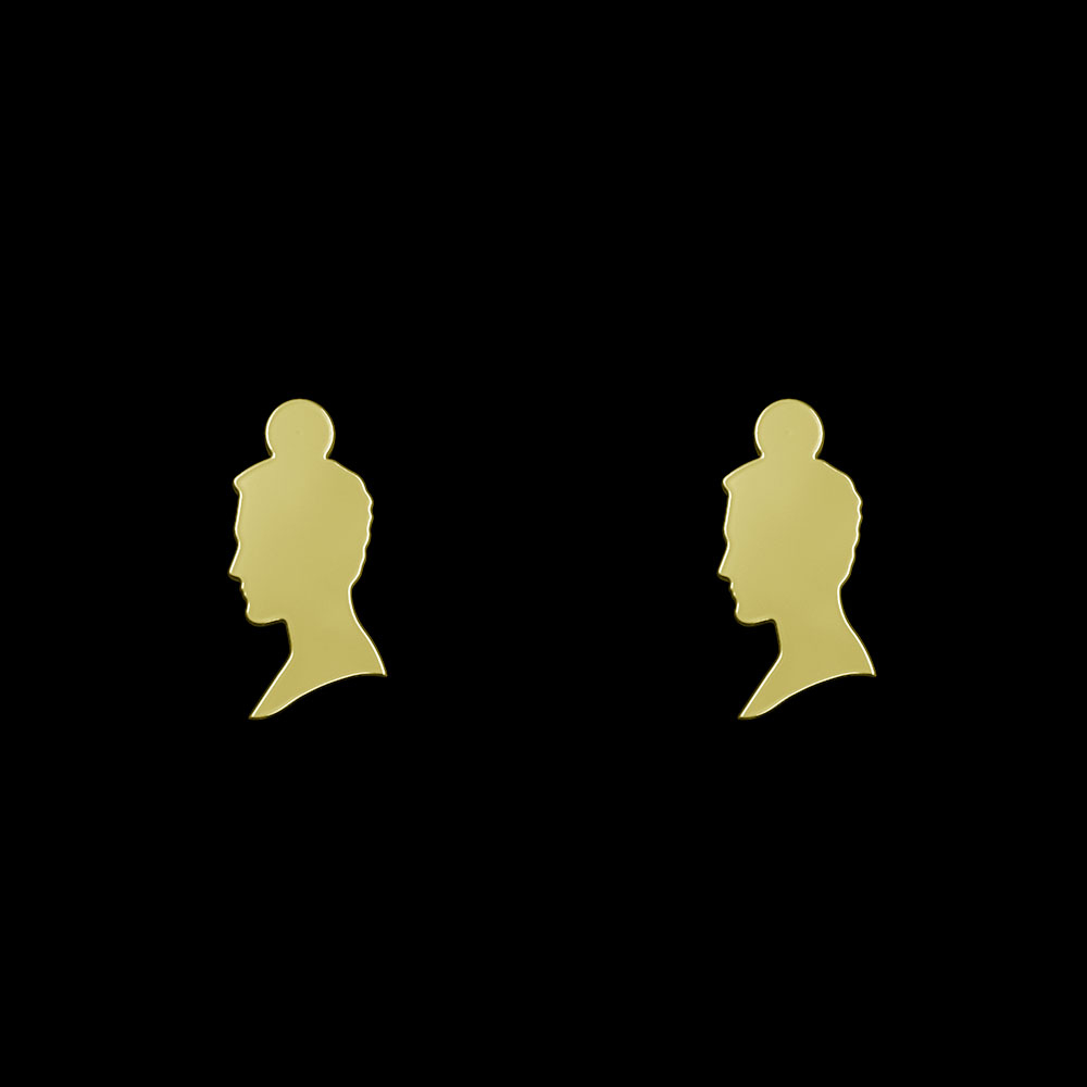 گوشواره طلا 18 عیار زنانه مدوپد مدل نیم رخ مرد کد GA1-10301