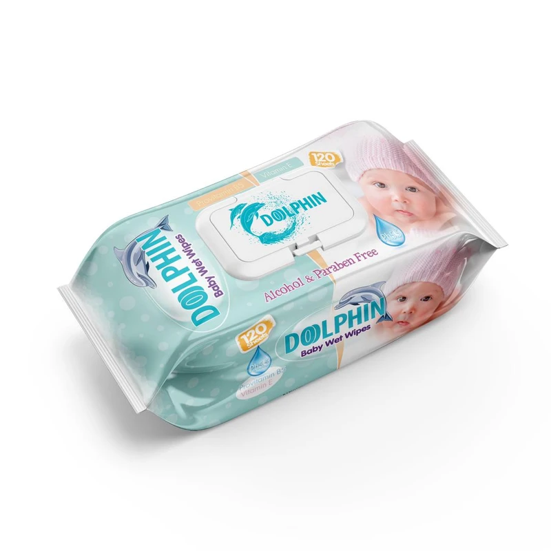 عکس شماره 2 : دستمال مرطوب کودک دلفین مدل economy بسته 120 عددی مجموعه 2 عددی