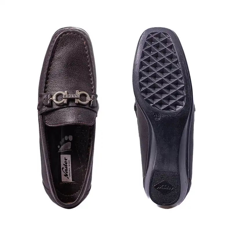 کفش طبی زنانه نادر مدل نگار سگک دار کد 592 رنگ قهوه ای