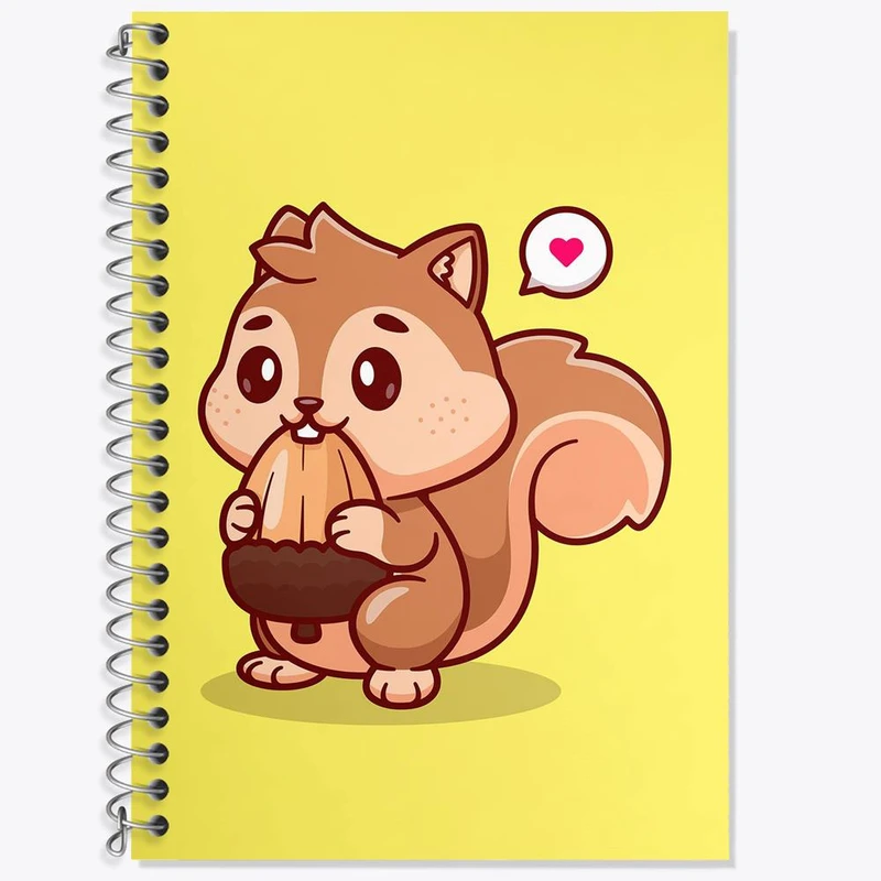 دفتر زبان 50 برگ خندالو مدل دو خط طرح حیوانات بامزه سنجاب کد 29660