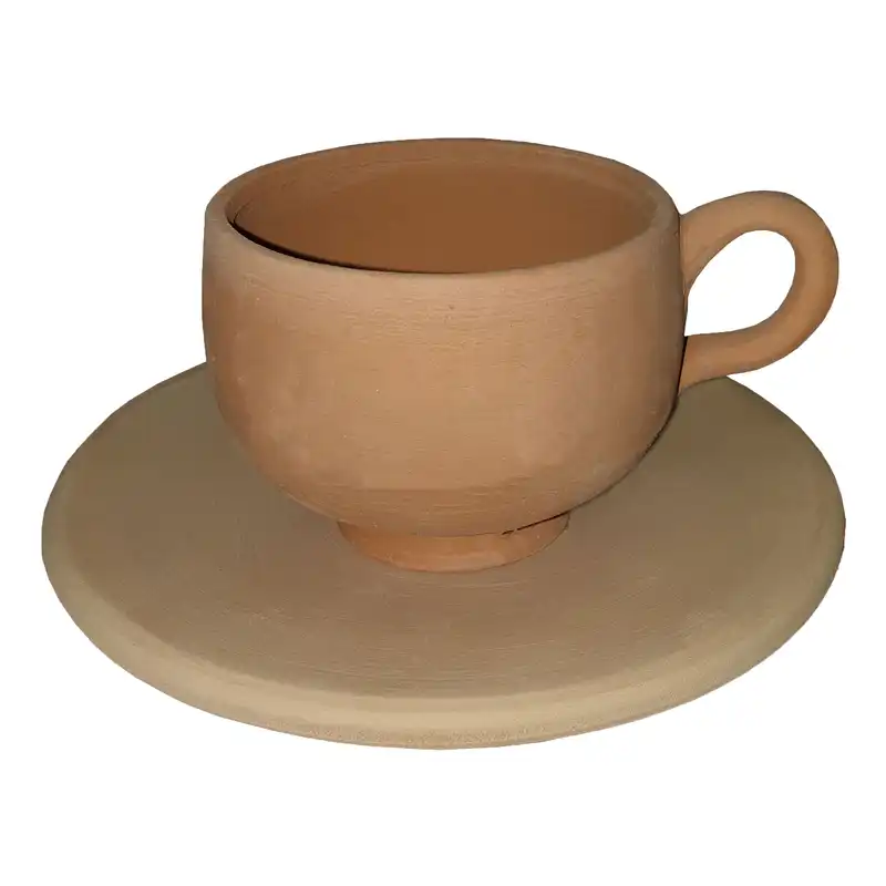 ست فنجان و نعلبکی سفالی خام مدل شیرخوری