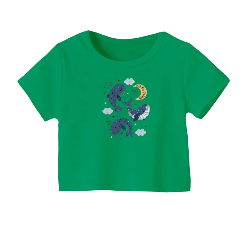 کراپ‌ تی‌شرت آستین کوتاه زنانه مدل وال کارتونی