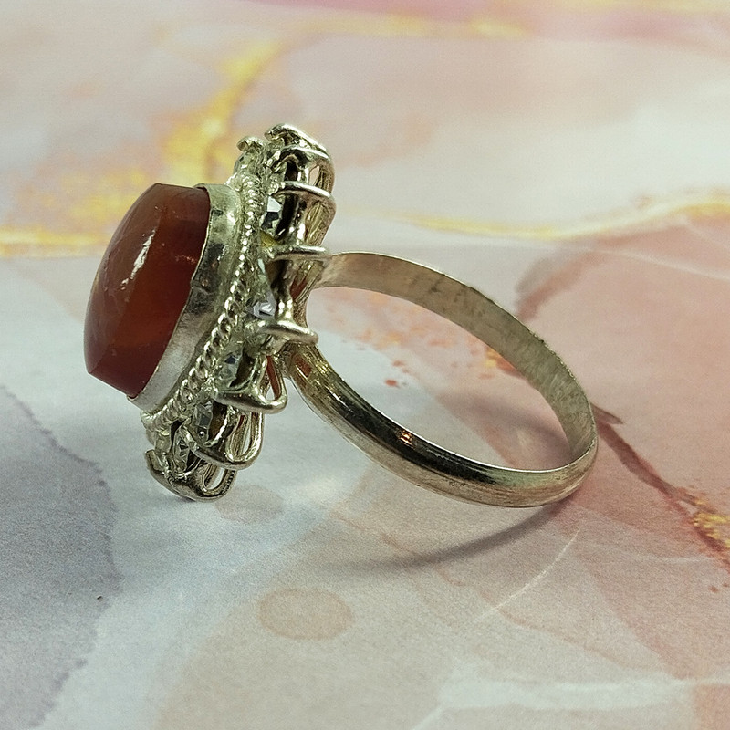 انگشتر نقره زنانه سلین کالا مدل عقیق یمنی کد 52