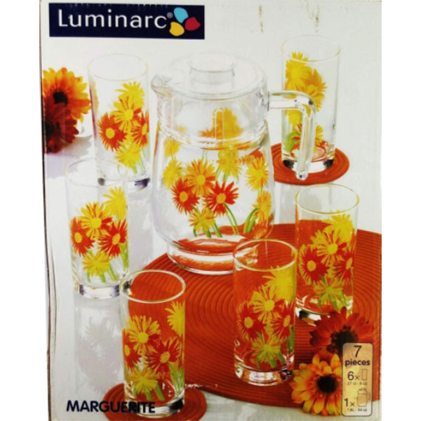 سرویس پارچ و لیوان 7 پارچه لومینارک مدل مارگاریت