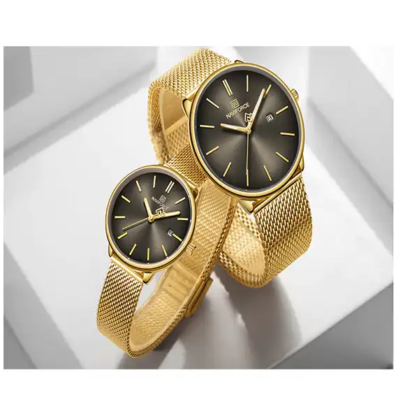 ست ساعت مچی عقربه ای زنانه و مردانه نیوی فورس مدل NF3012GL GB