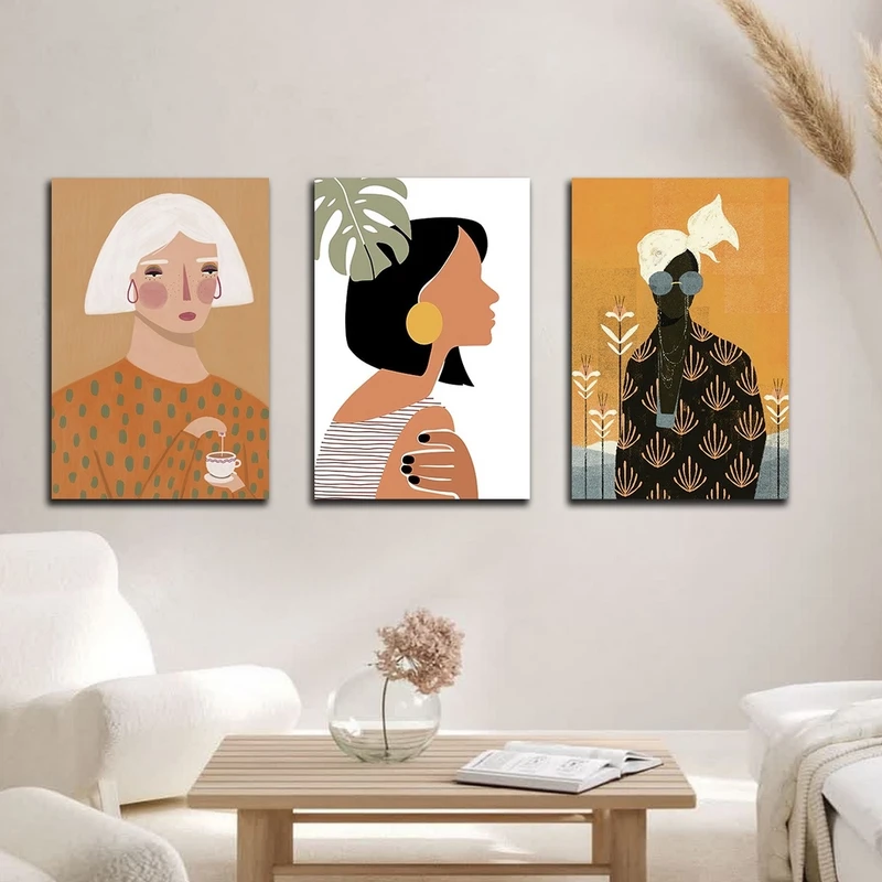 تابلو شاسی بکلیت طرح مدرن نقاشی مینیمال مدل SH-2713 مجموعه 3 عددی