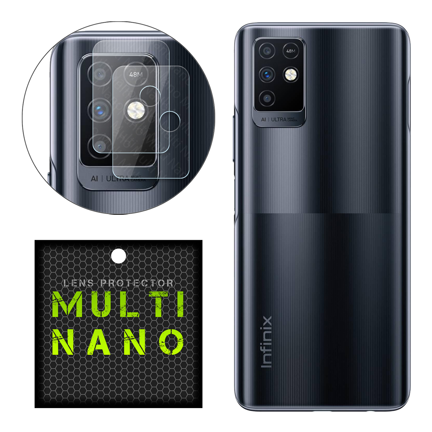 محافظ لنز دوربین مولتی نانو مدل X-L2N مناسب برای گوشی موبایل اینفینیکس Note 10 بسته 2 عددی
