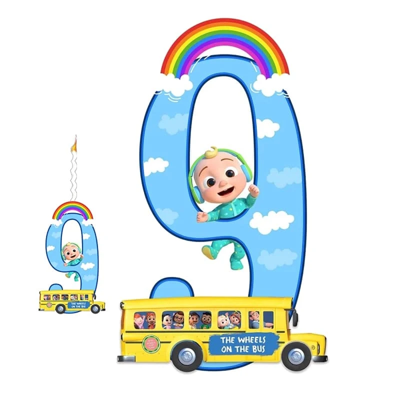 استند رومیزی تولد مدل عدد 9 طرح کوکوملون به همراه شمع